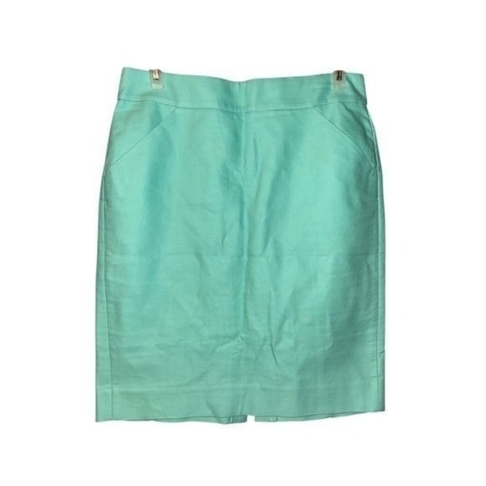 J.Crew Womens The Pencil Skirt Preppy Business Casual 6 Teal Aqua Office Dressy